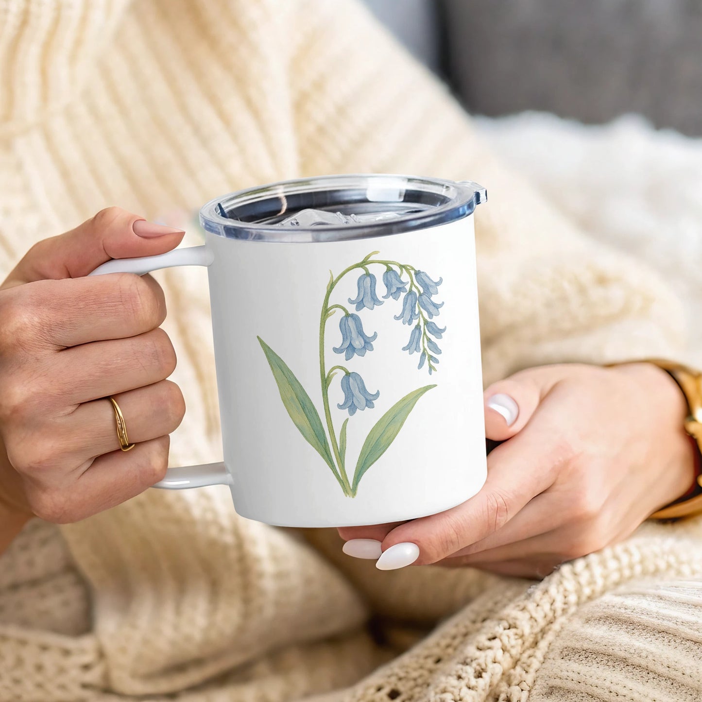 Bluebell Floral Design on White Ceramic Mug product