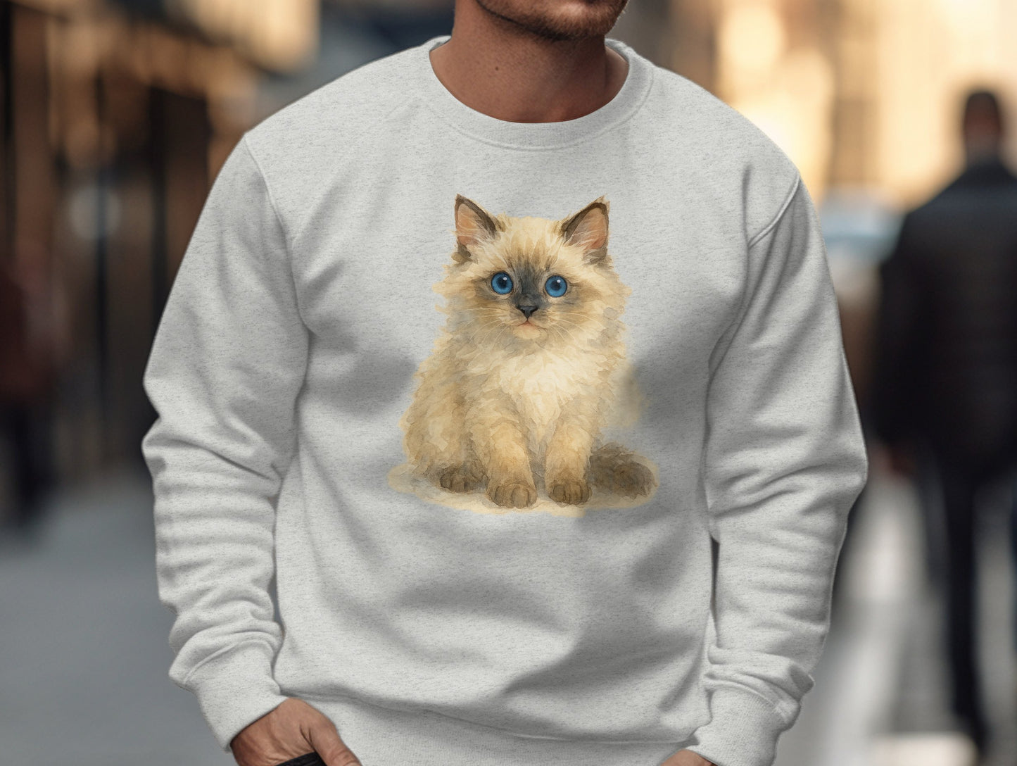 Cute Fluffy Kitten Print Long Sleeve Sweatshirt product