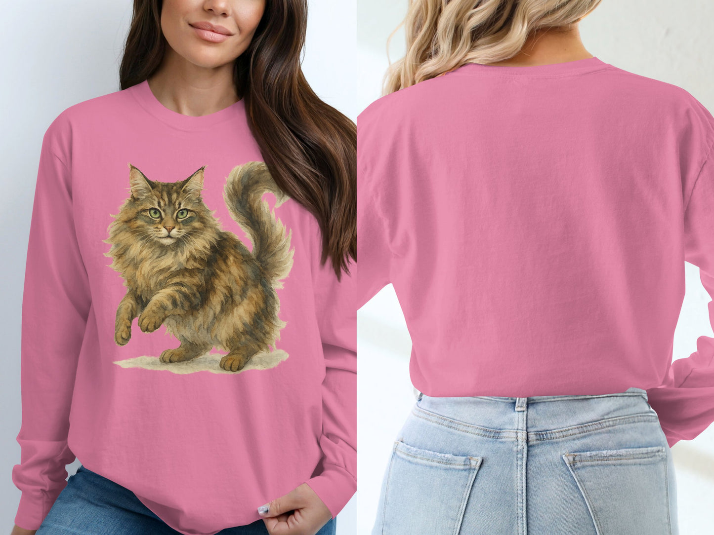Adorable Cat Graphic Long Sleeve Shirt Product