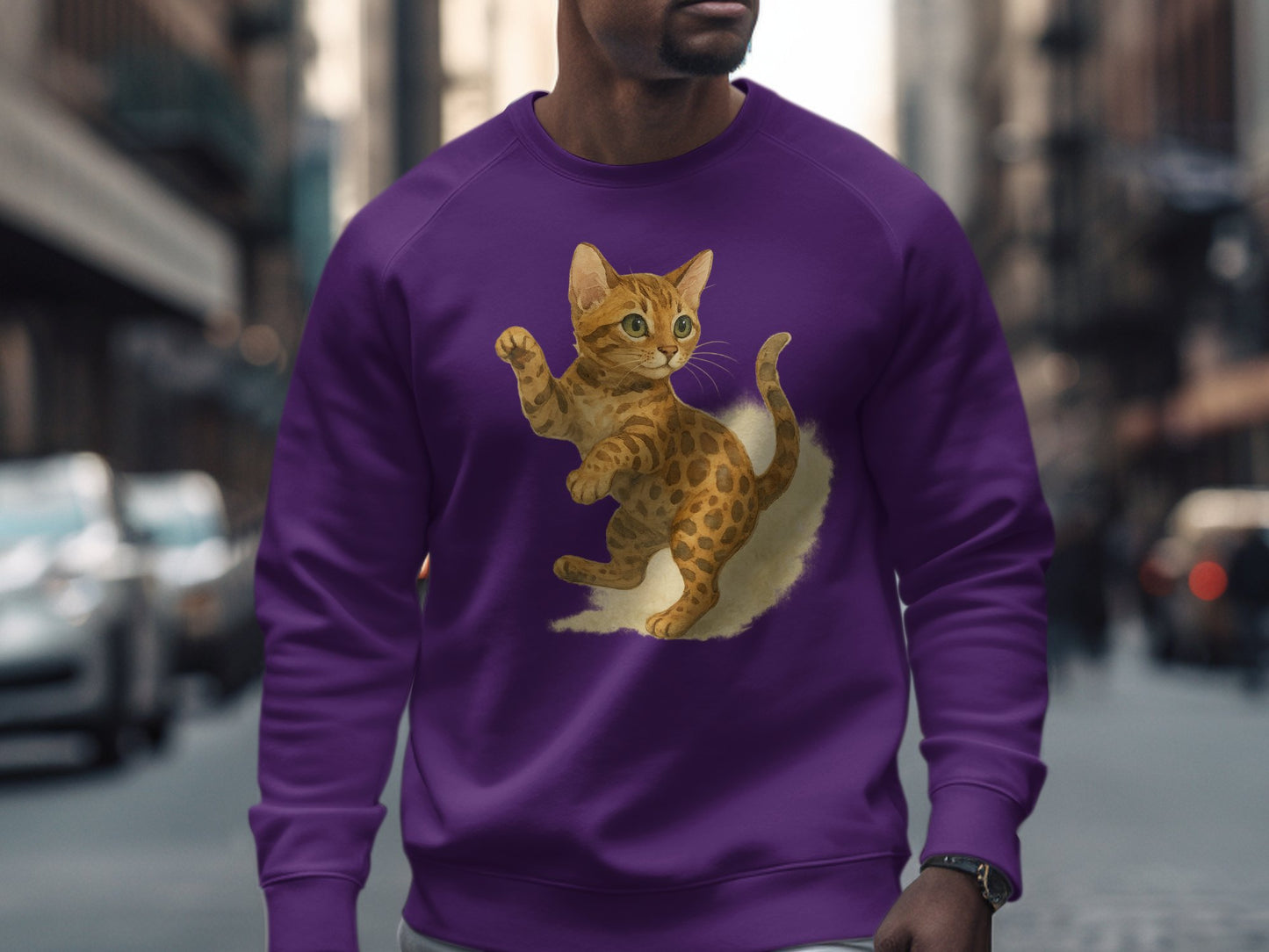 Purple Sweatshirt with Adorable Kitten Design product type