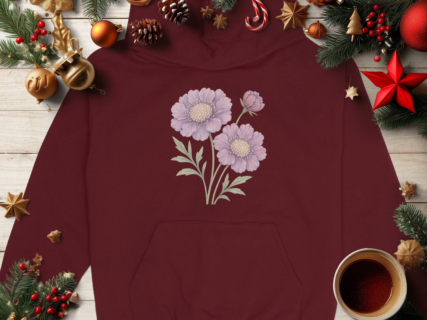 Floral Design Hoodie Perfect for Winter Season product