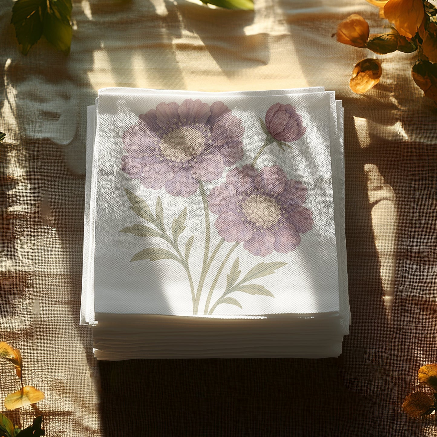 Floral Napkins with Violet Blossom Design product type