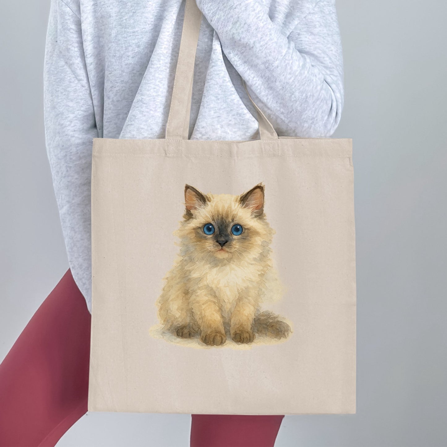 Cute Fluffy Kitten Blue Eyes Design Tote Bag product type