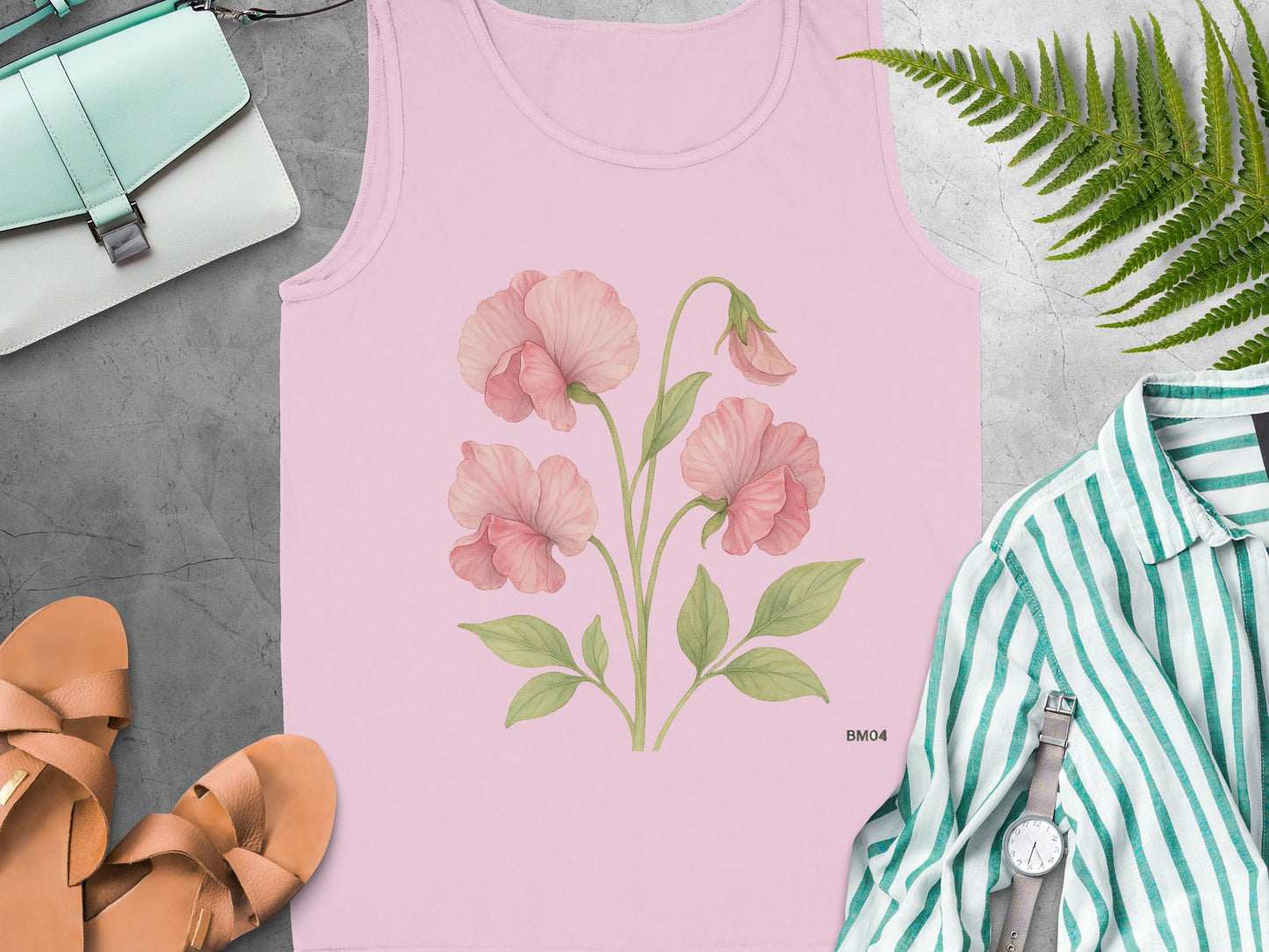 Pink Tank Top with Floral Print Design product type