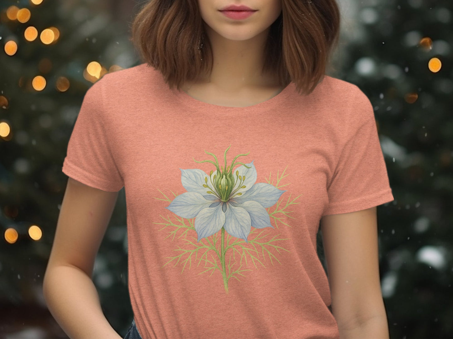 Floral Design Peach T-Shirt Perfect for Casual Wear product