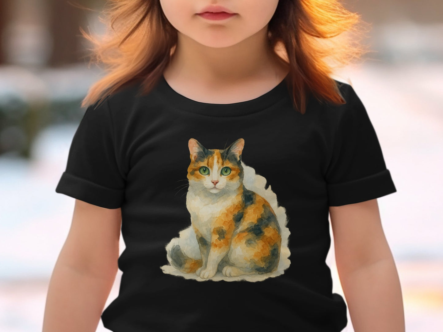 Cute Calico Cat Print Black Short Sleeve Shirt product type