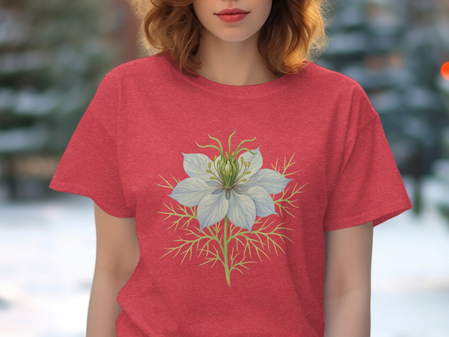 Elegant Red T-Shirt with White Flower Print product
