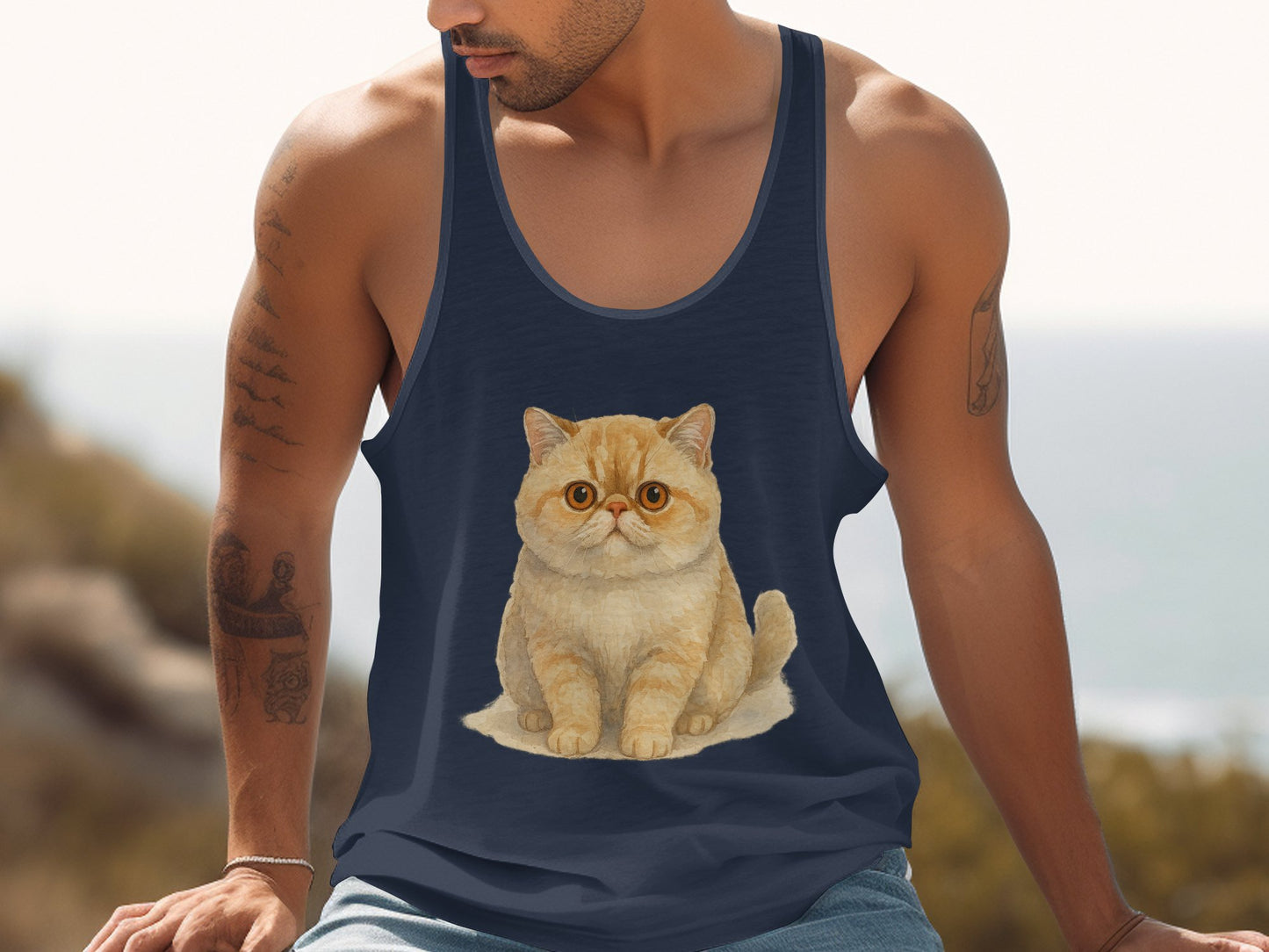 Adorable Cat Illustration Tank Top Casual Wear product
