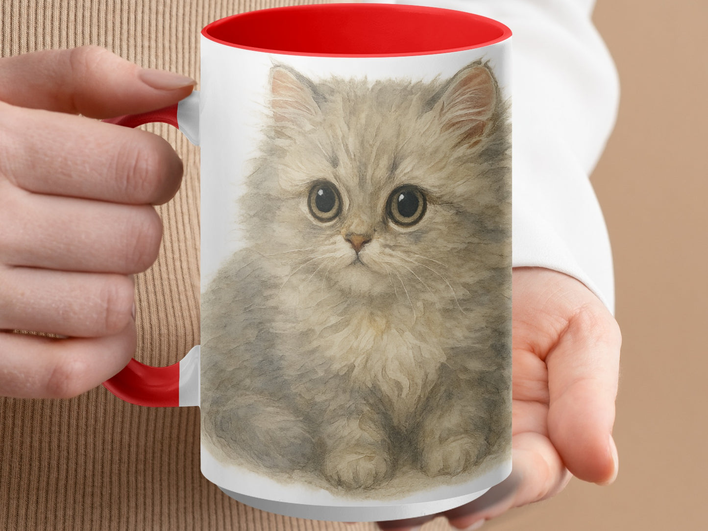 Adorable Fluffy Kitten Artwork Coffee Mug product type