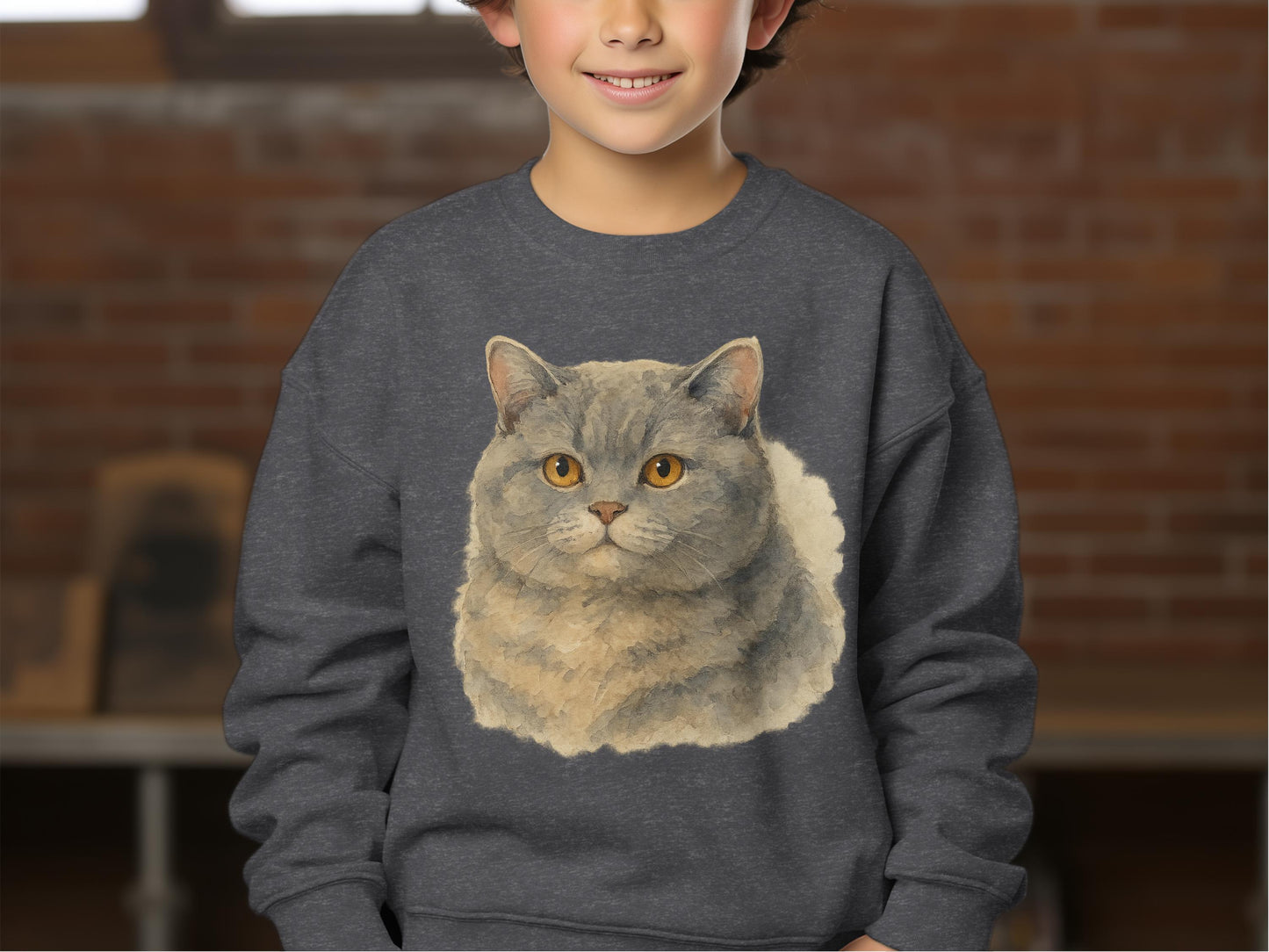 Adorable Feline Graphic on Kids Cozy Pullover product