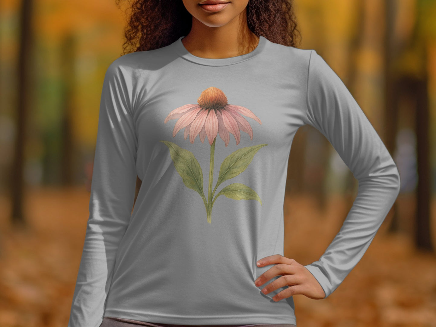 Beautiful Pink Flower Design Long Sleeve Shirt product