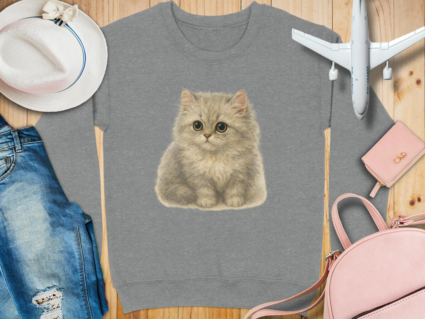 Cute Fluffy Kitten Gray Sweatshirt product type