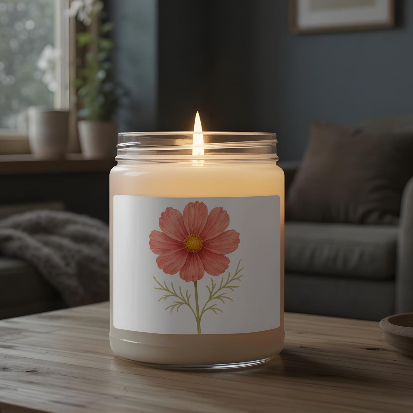 Floral Design Scented Candle in Glass Jar product