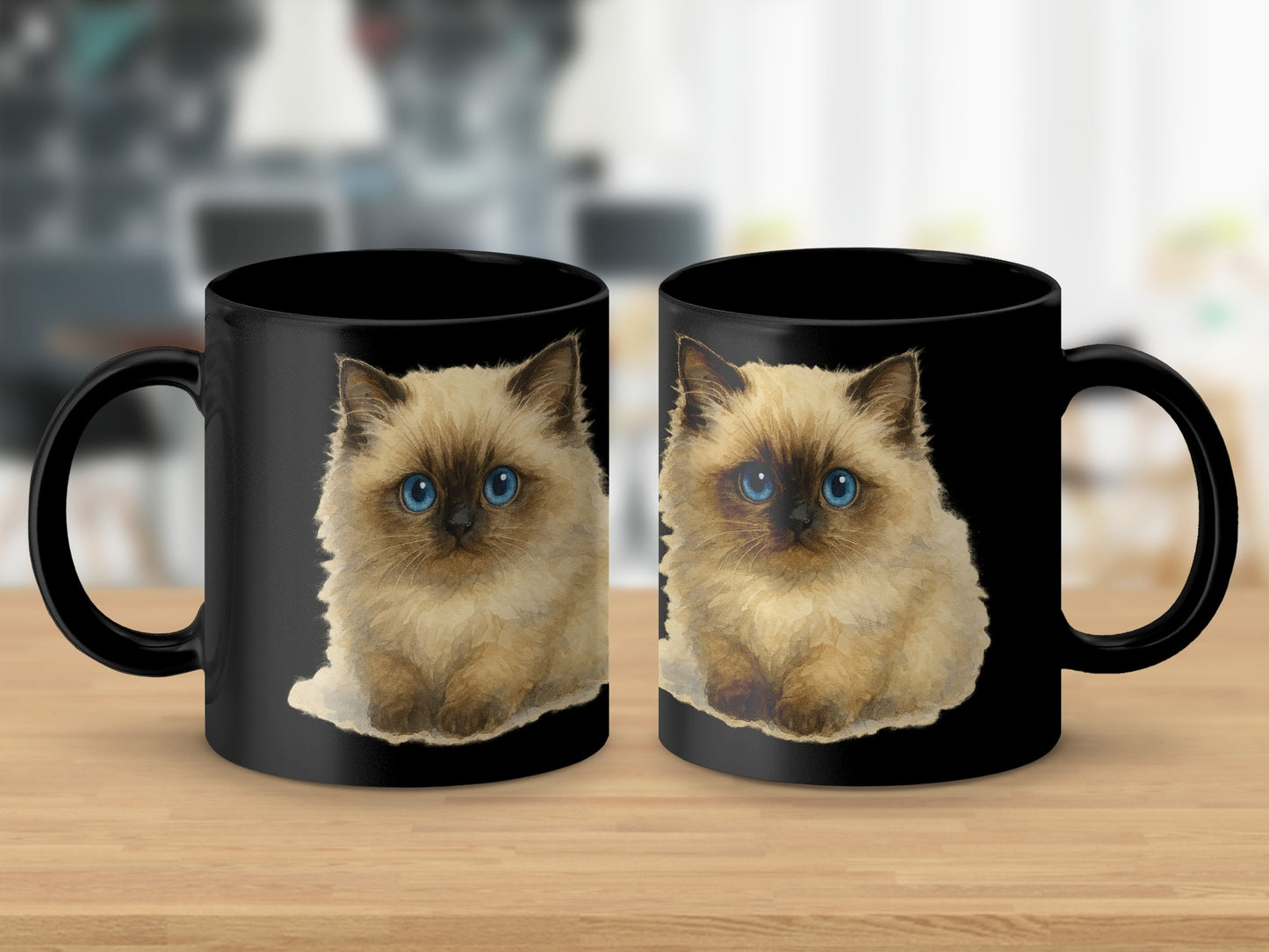 Cute Fluffy Cat Black Coffee Mug product type