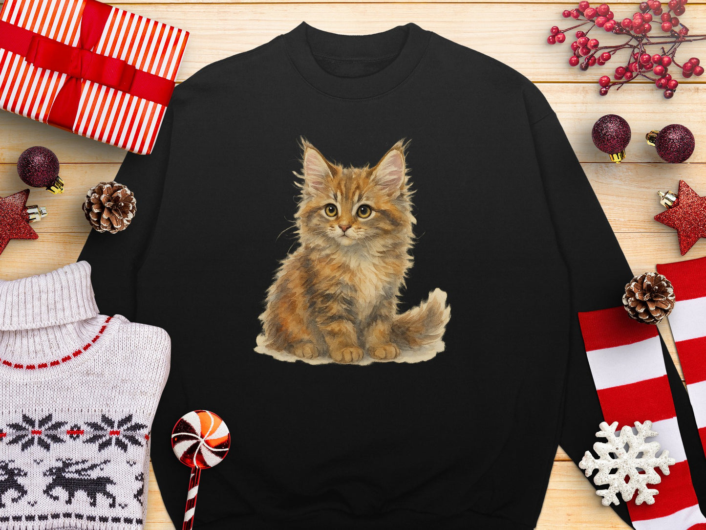 Adorable Kitten Print Cozy Pullover For Pet Lovers product