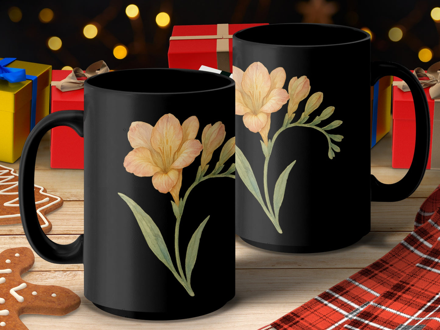 Floral Design Festive Gift Mug Perfect Holiday Product