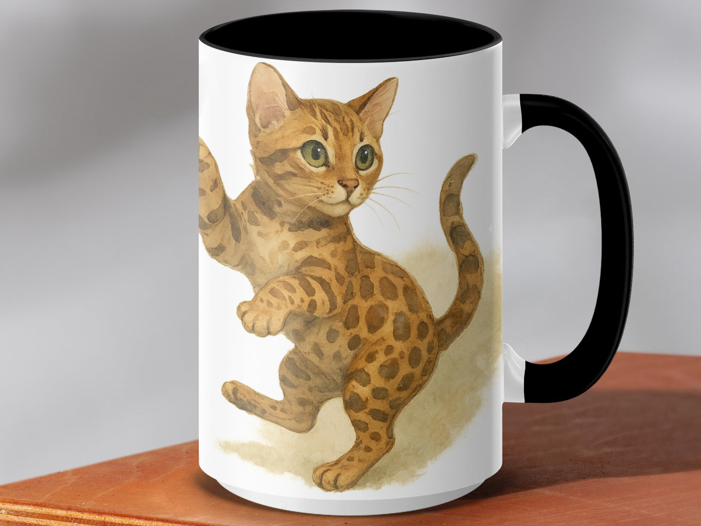 Adorable Bengal Cat Illustration Coffee Mug product