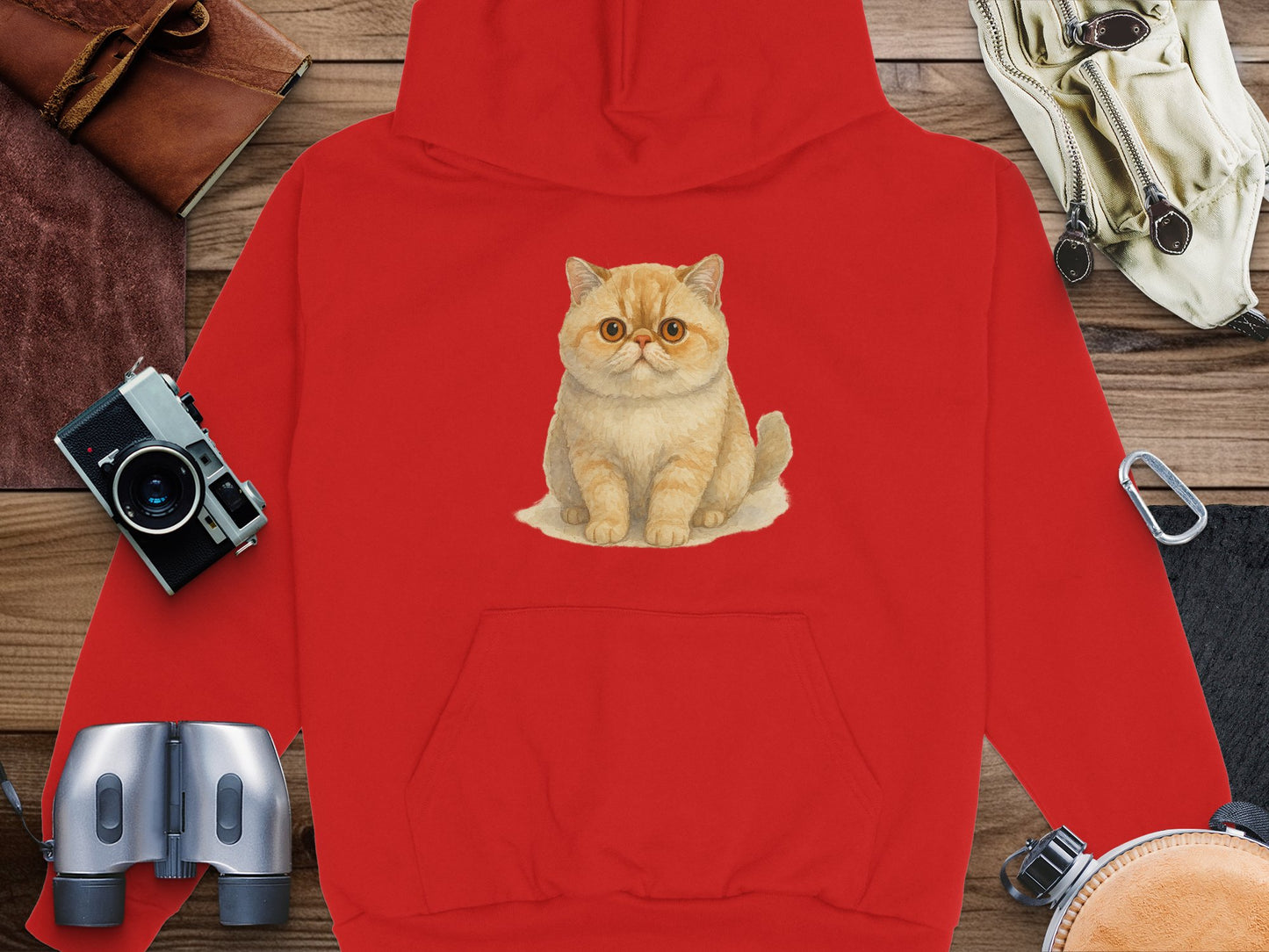 Adorable Cat Print in Red Hoodie Perfect Cozy Product