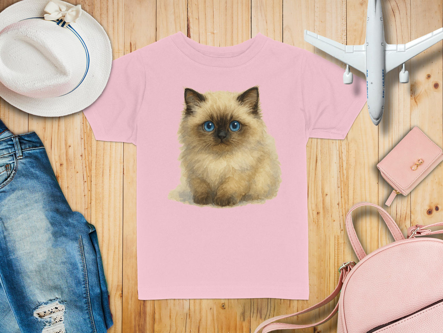 Cute Fluffy Kitten Print on Pink T-shirt product type