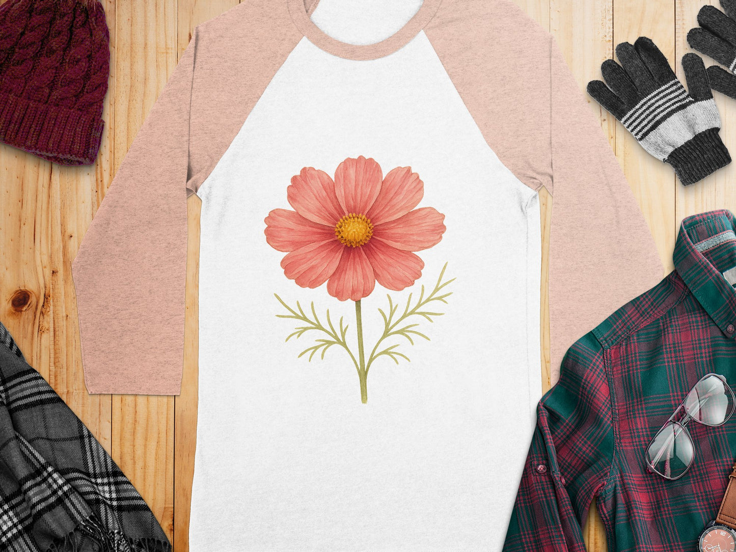 Pink Flower Design Long Sleeve Shirt product