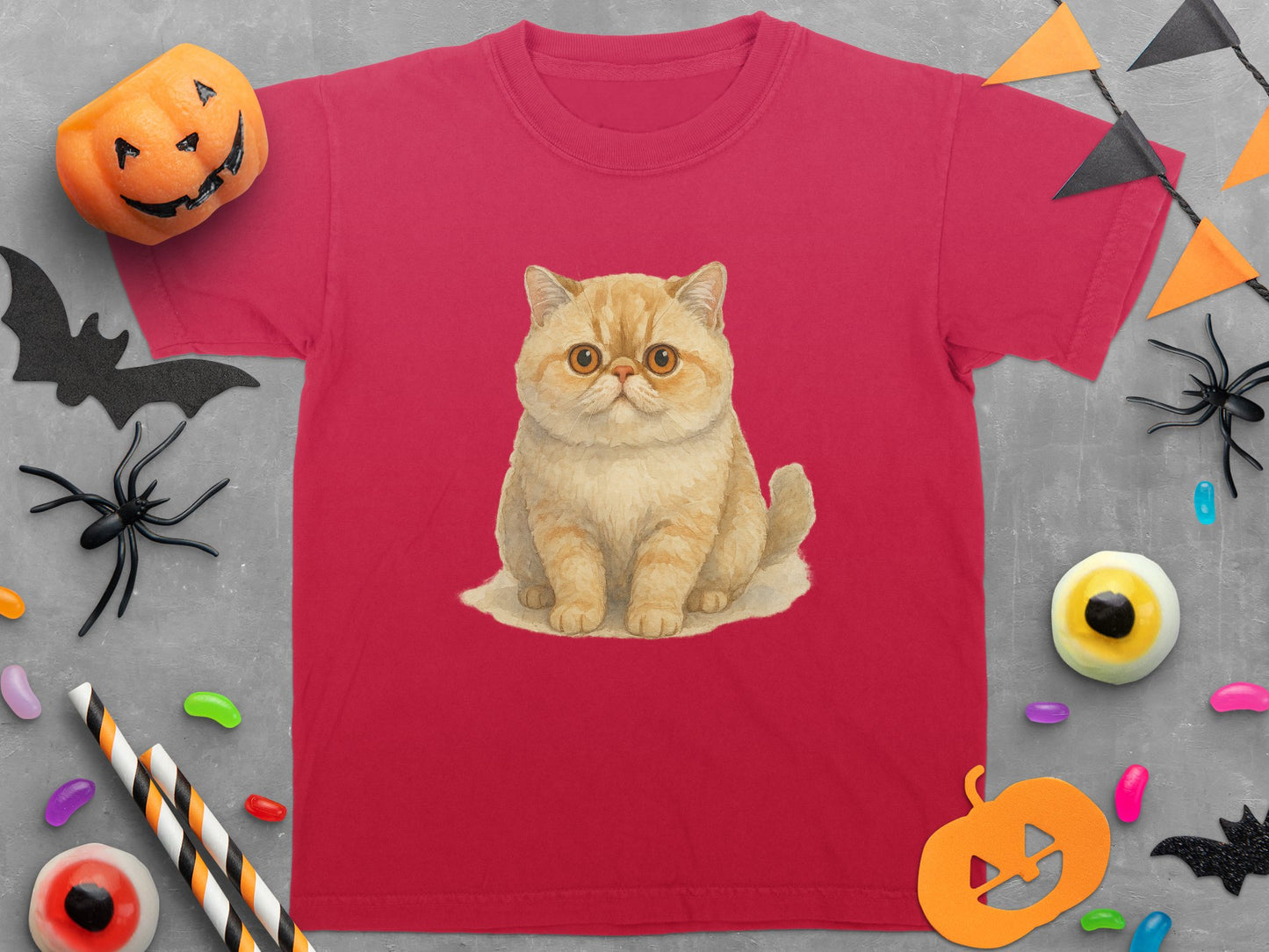 Halloween Cat Printed T-Shirt for Festive Product Type