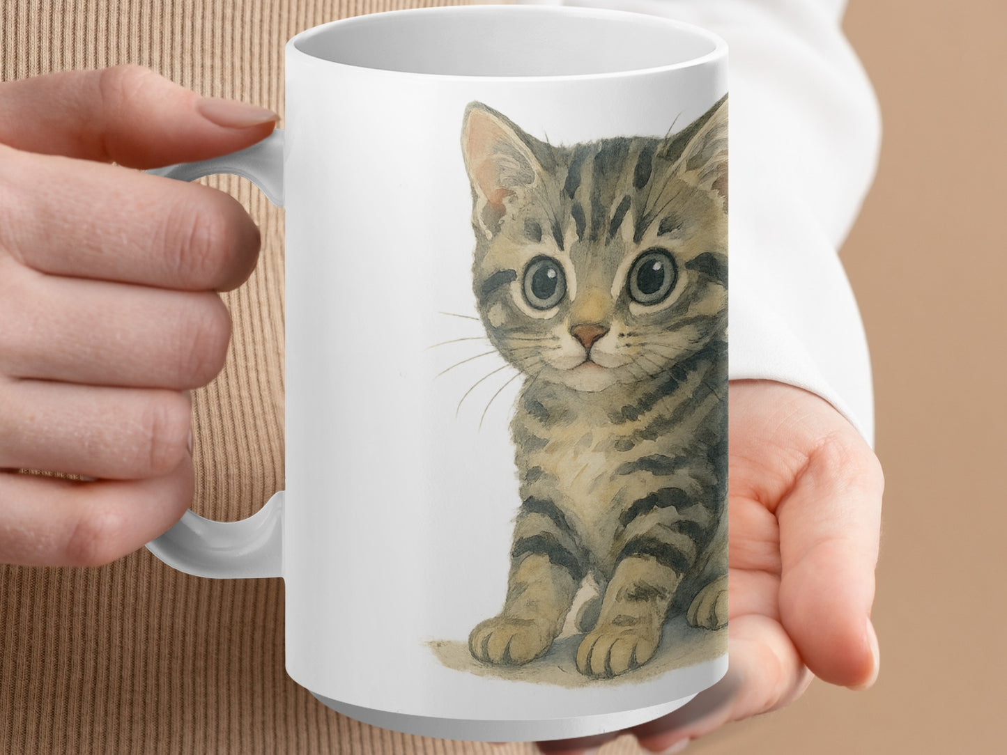 Adorable Kitten Print White Coffee Mug Product Type