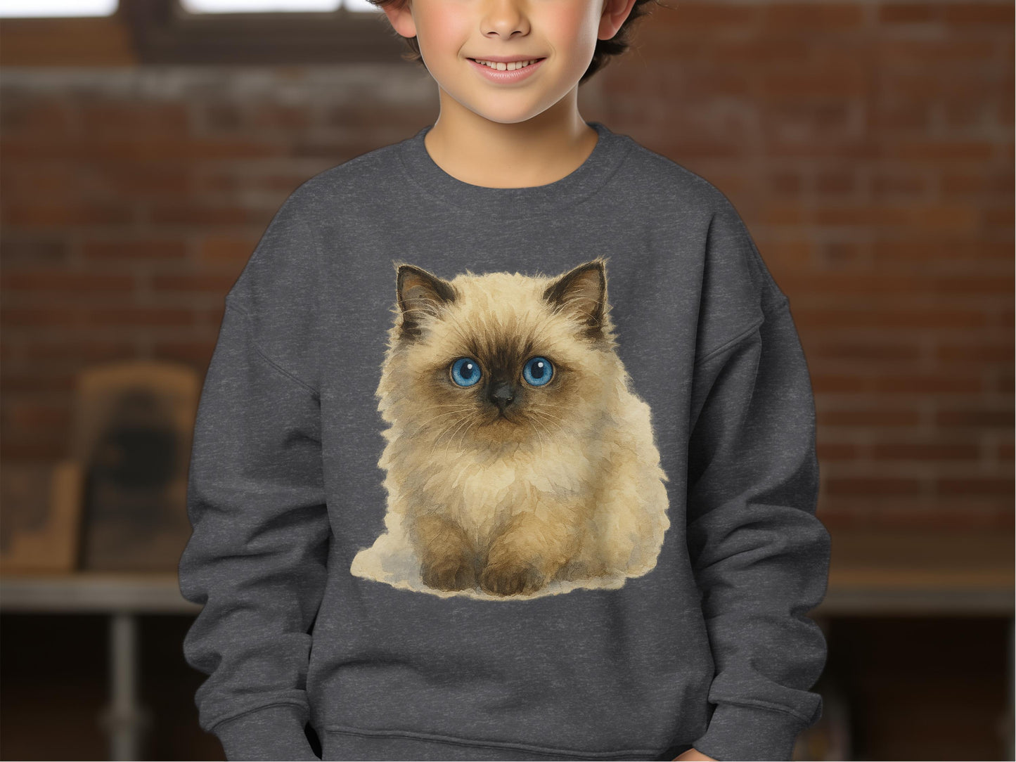 Cute Siamese Kitten Graphic Kids Pullover product type