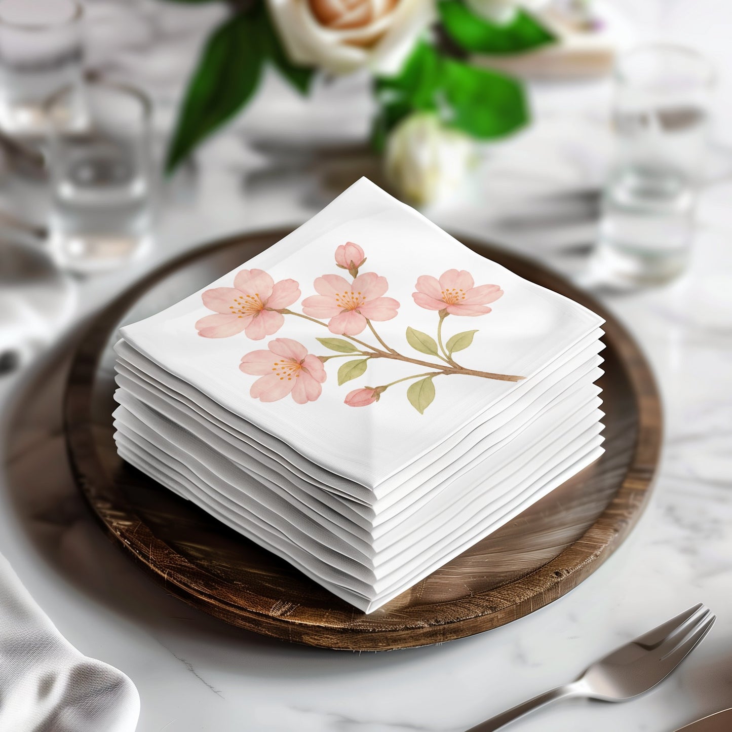 Pink Blossom Floral Design Premium Napkin product