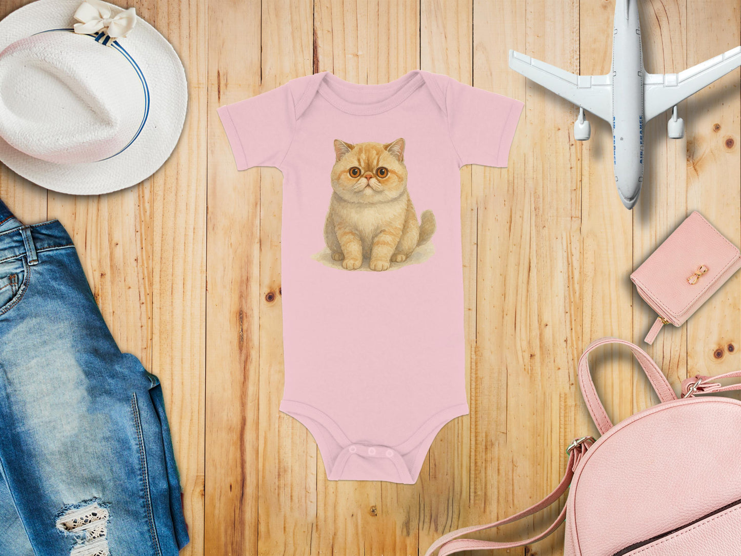 Adorable Cat Print Pink Infant Onesie product type