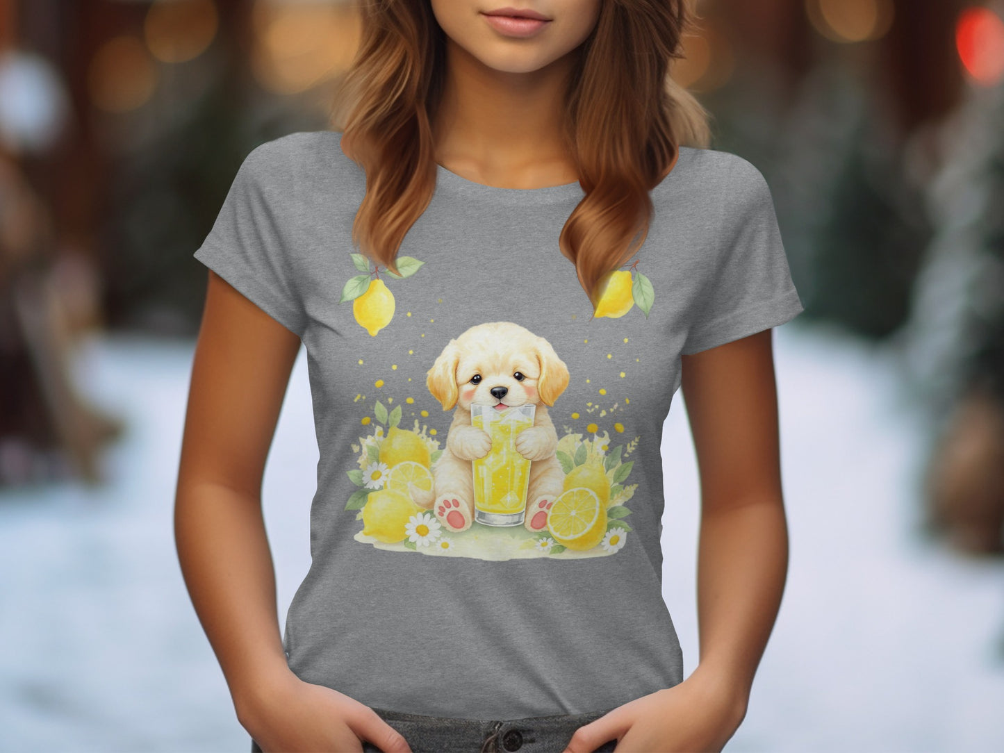 Cute Puppy with Lemonade Graphic T-shirt product type