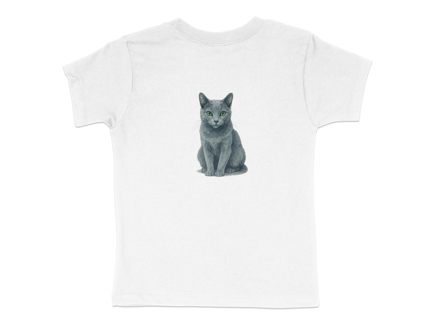 Cute Gray Cat Print on White T-Shirt product
