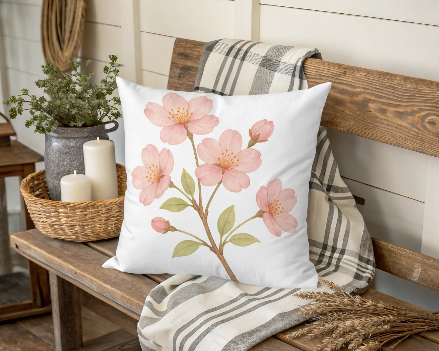 Elegant Floral Cushion with Pink Blossoms product type