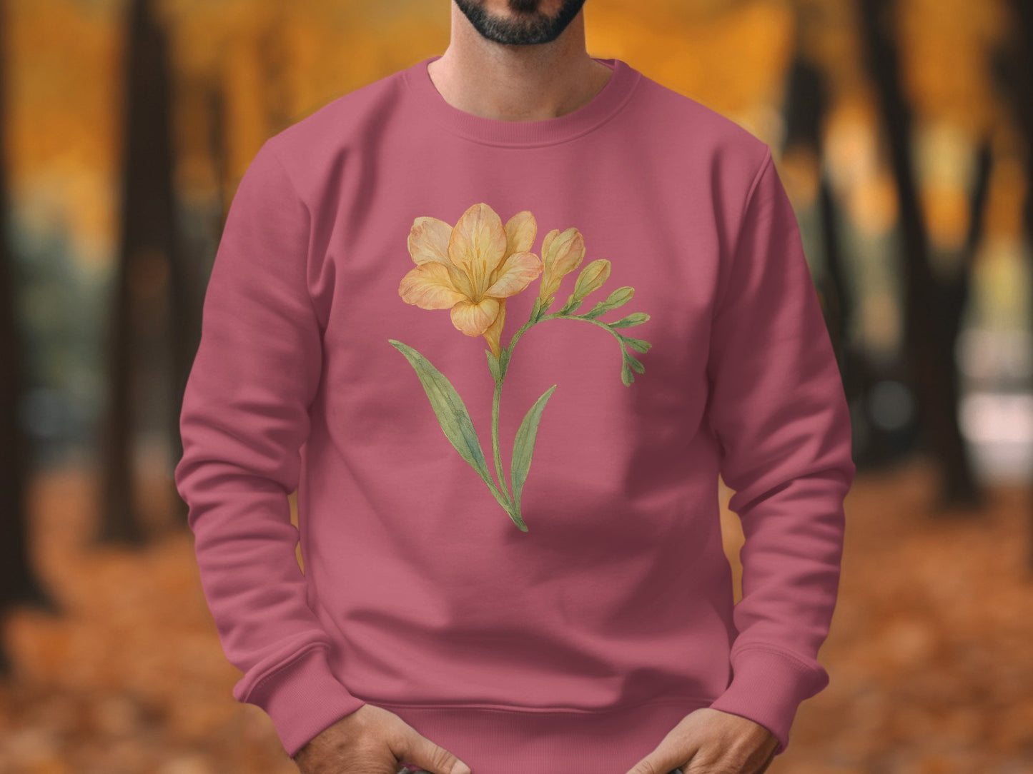 Floral Print Sweatshirt with Autumn Background product