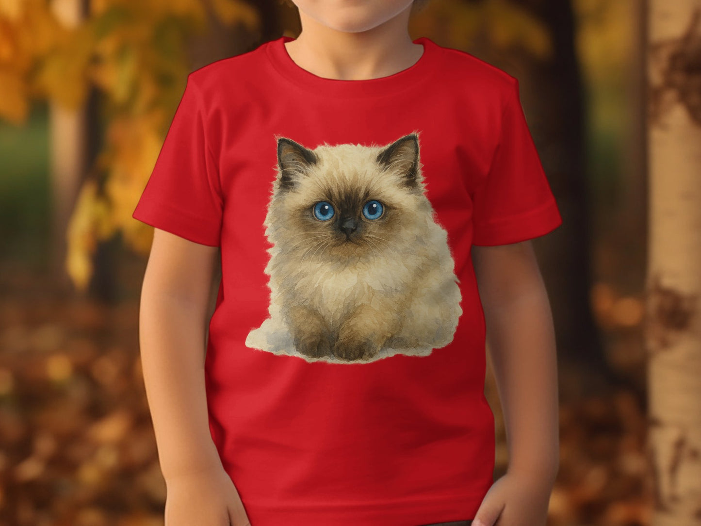 Cute Blue-Eyed Fluffy Cat Kids T-Shirt product