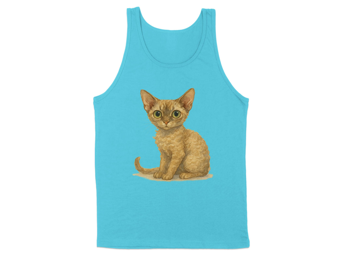 Cute Kitten Illustration on Teal Tank Top product type