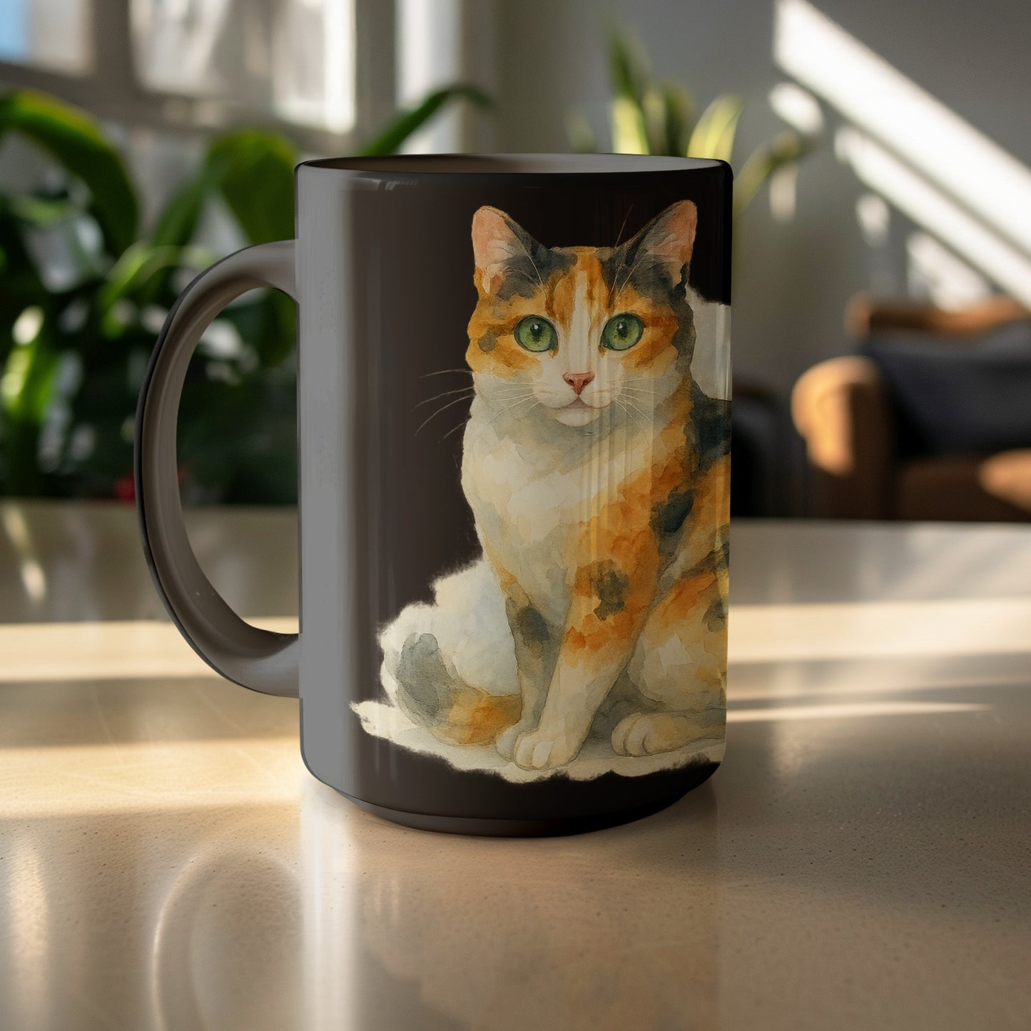 Adorable Calico Cat Illustration Coffee Mug product