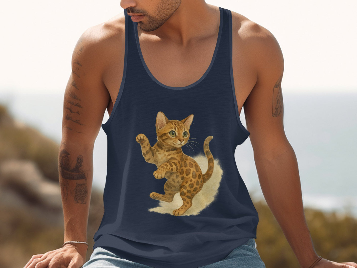 Cute Bengal Kitten Graphic Print Men's Tank Top product