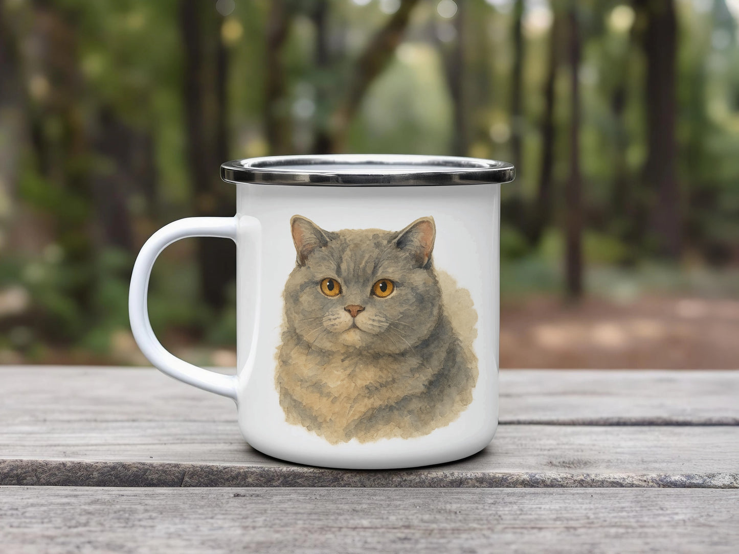 Realistic Cat Illustration Enamel Mug product