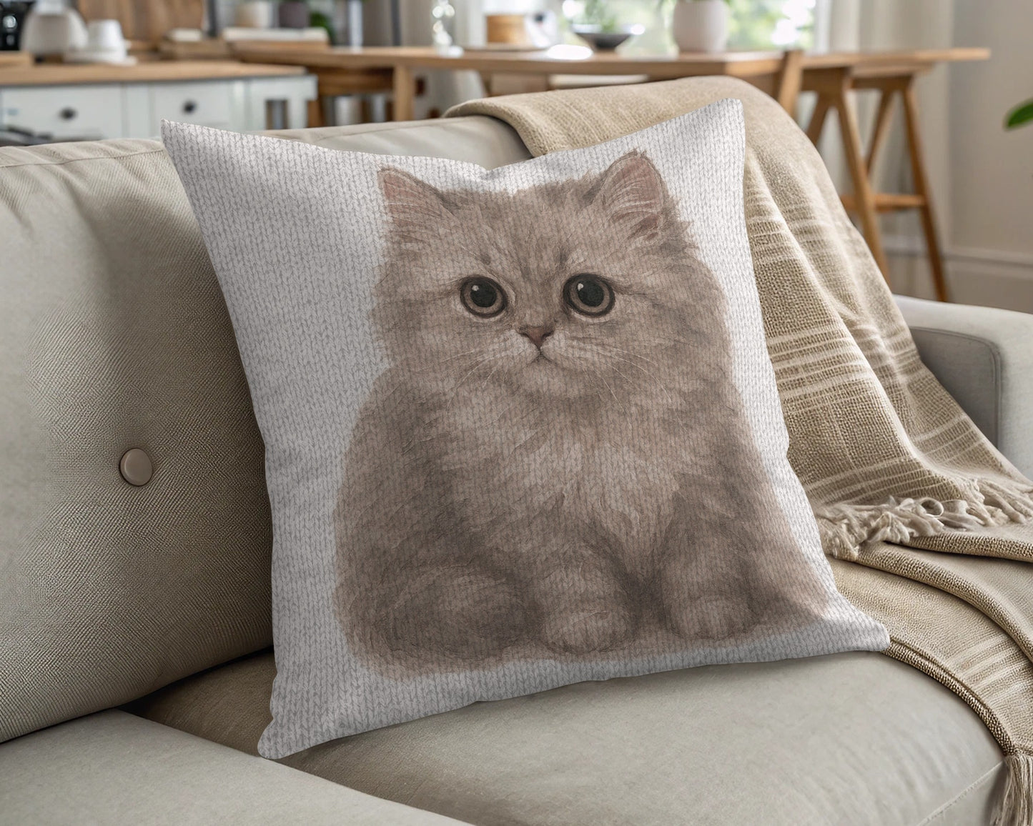 Adorable Kitty Patterned Throw Pillow product