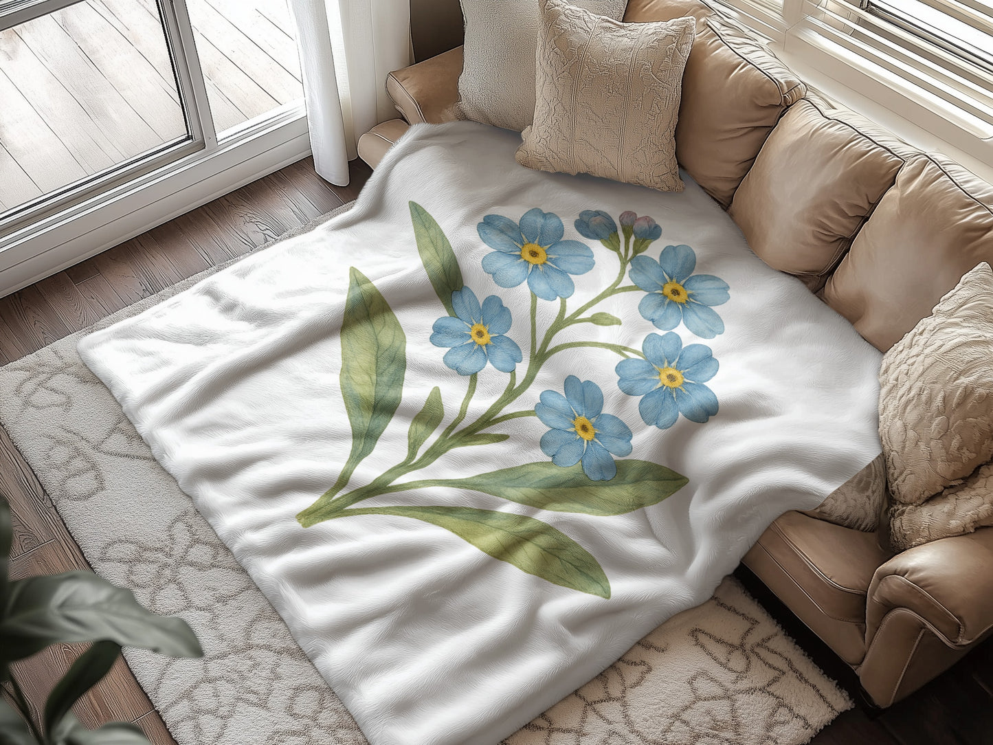 Cozy Blue Floral Pattern Blanket for Stylish Bedding product
