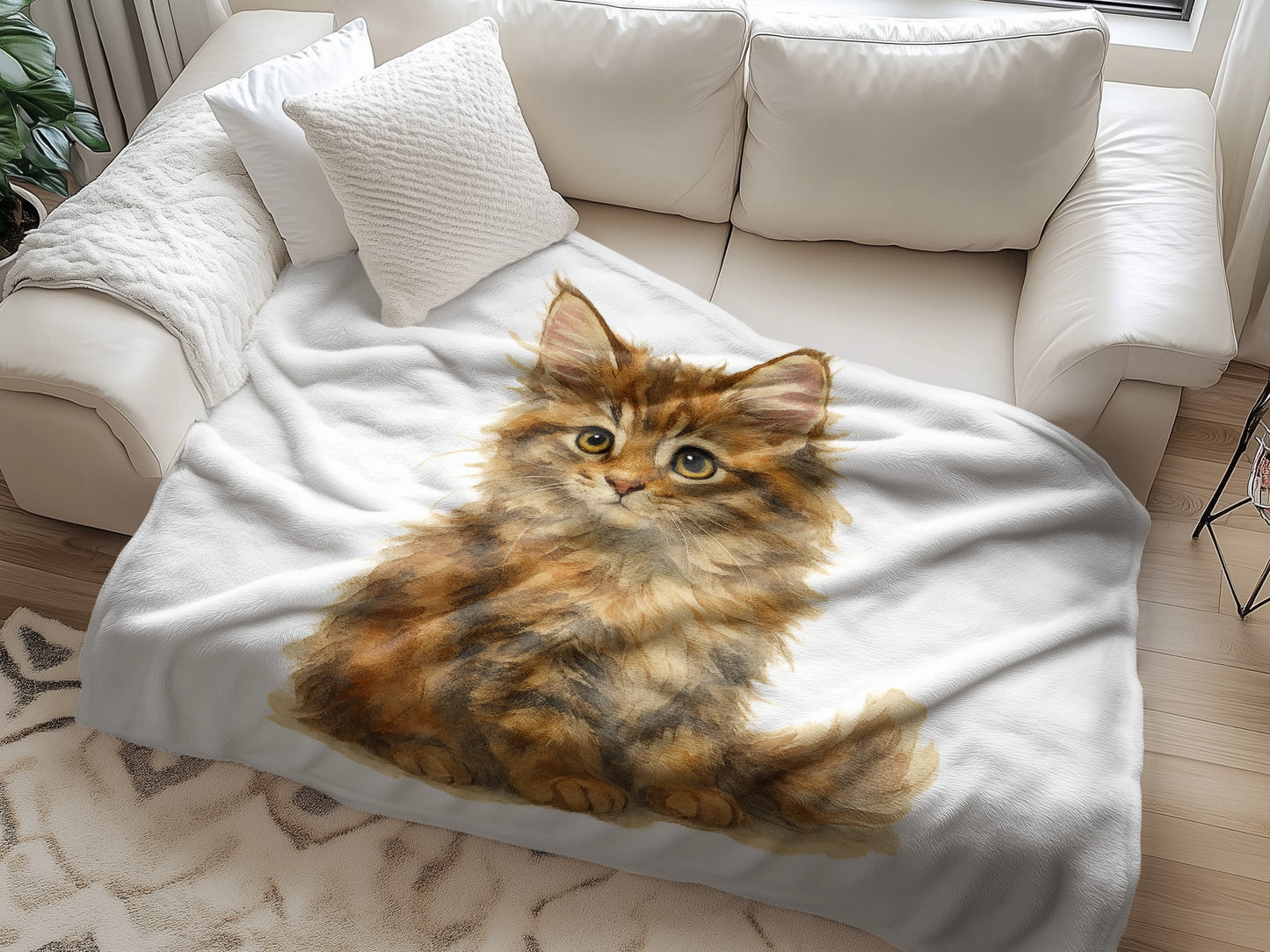 Cute Fluffy Kitten Print Cozy Blanket product