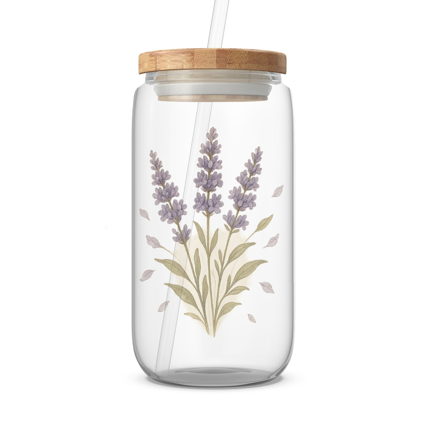 Lavender Design Glass Bottle with Bamboo Lid product type
