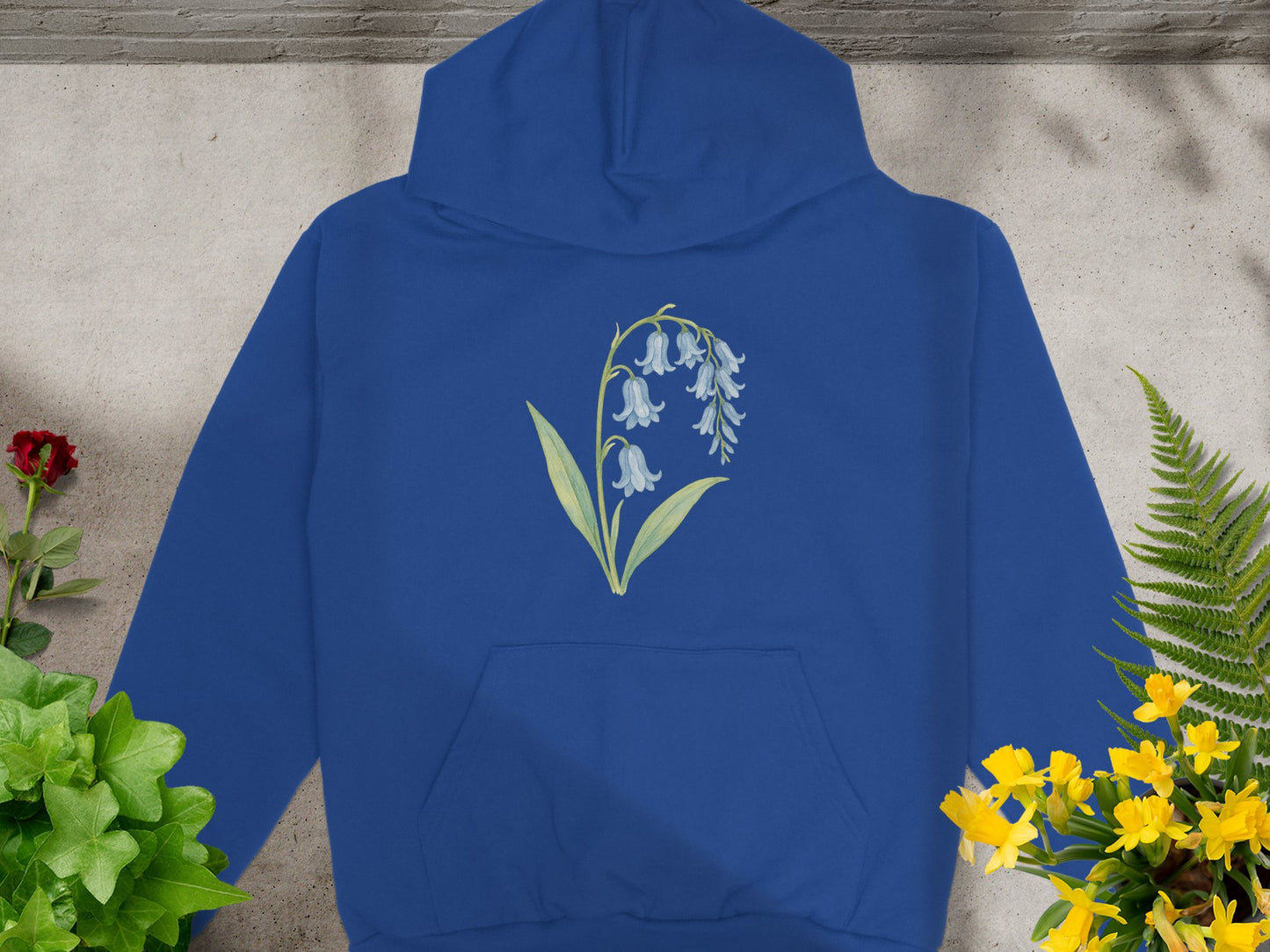 Blue Hoodie with Bluebell Floral Embroidery product type