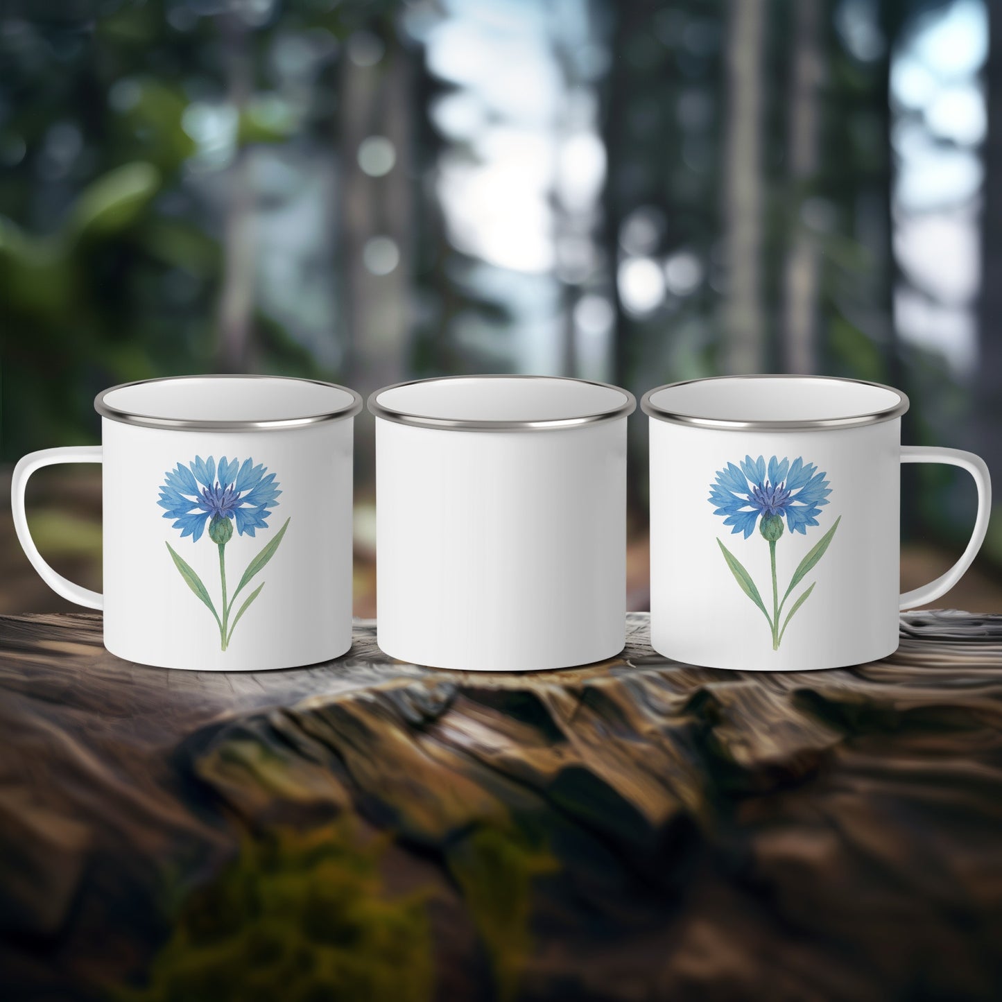 Blue Flower Design Enamel Camping Mug product