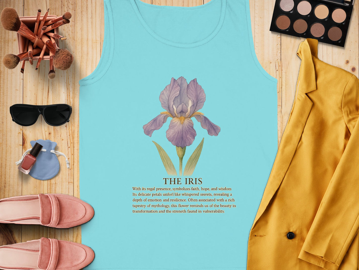 Elegant Iris Artwork Blue Tank Top Fashion product