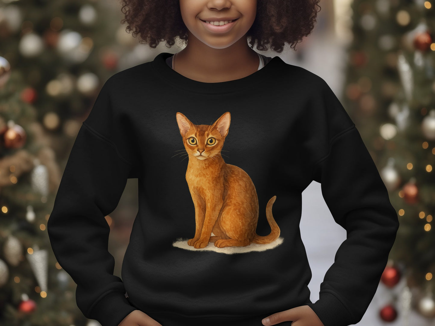 Cute Orange Cat Design on Black Sweatshirt product type