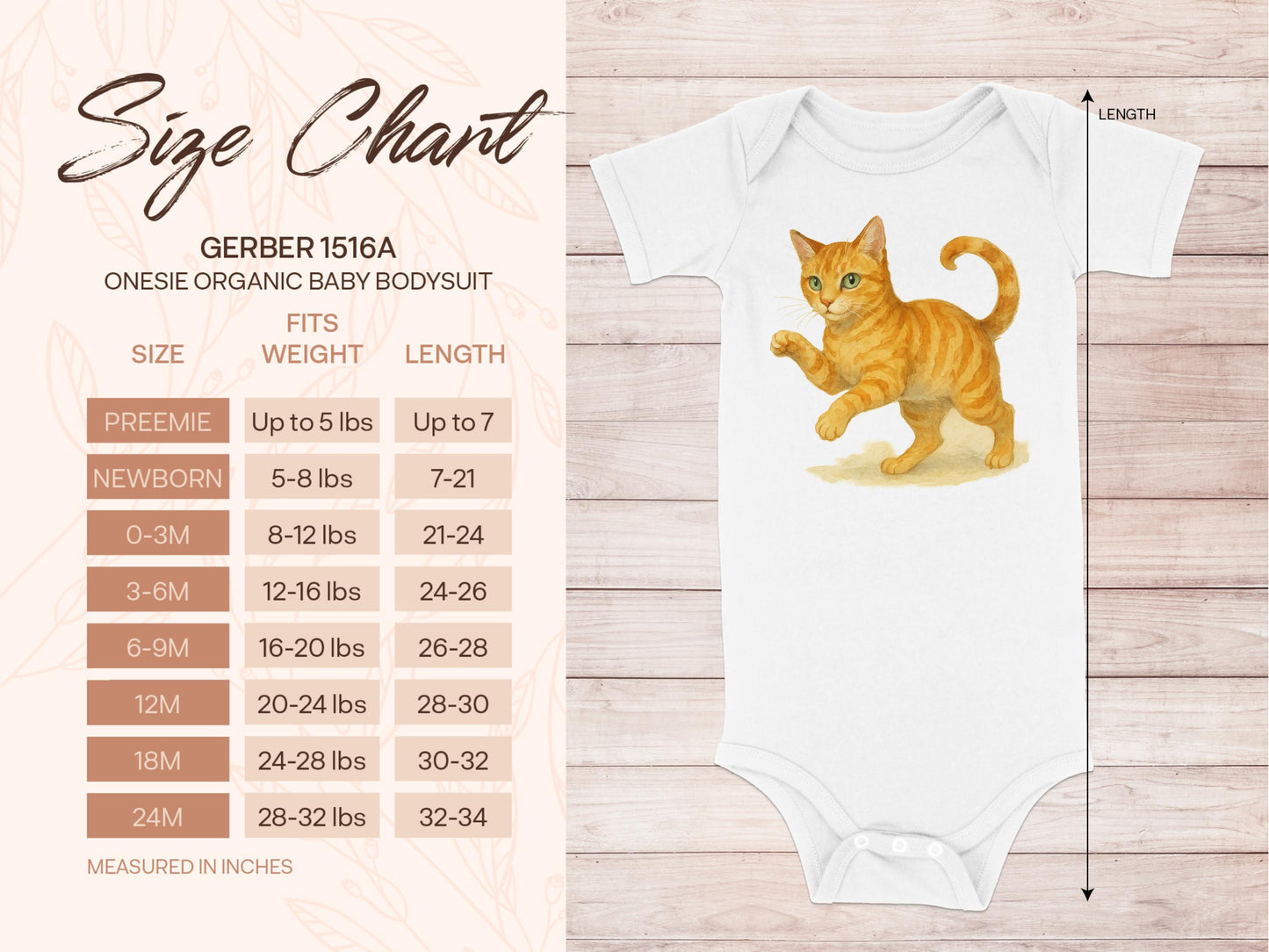Cute Baby Onesie with Adorable Orange Cat Print product
