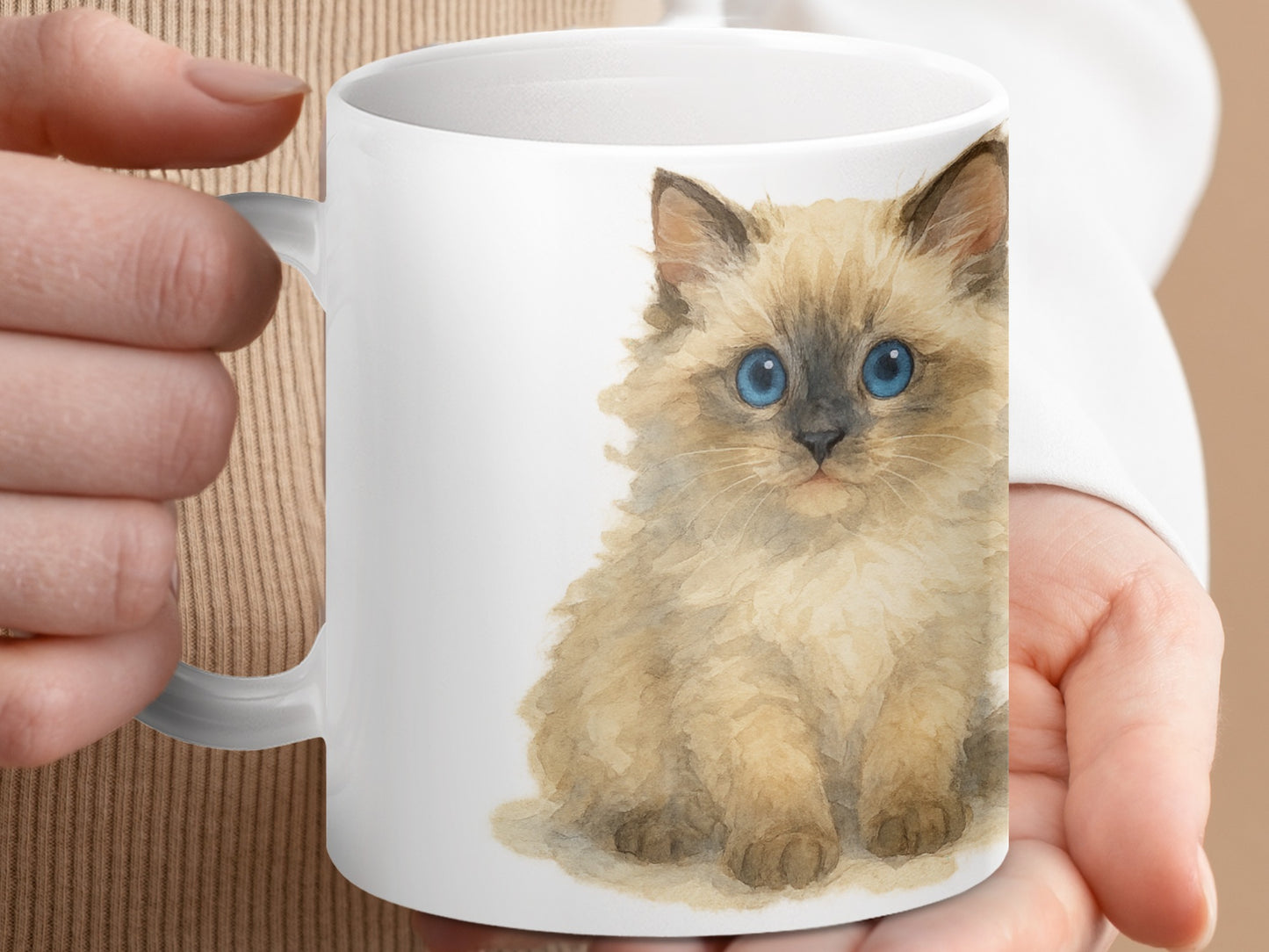 Cute Fluffy Kitten with Blue Eyes Coffee Mug product