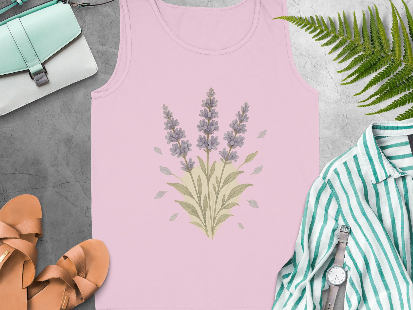 Lavender Floral Design Tank Top Summer Wear product