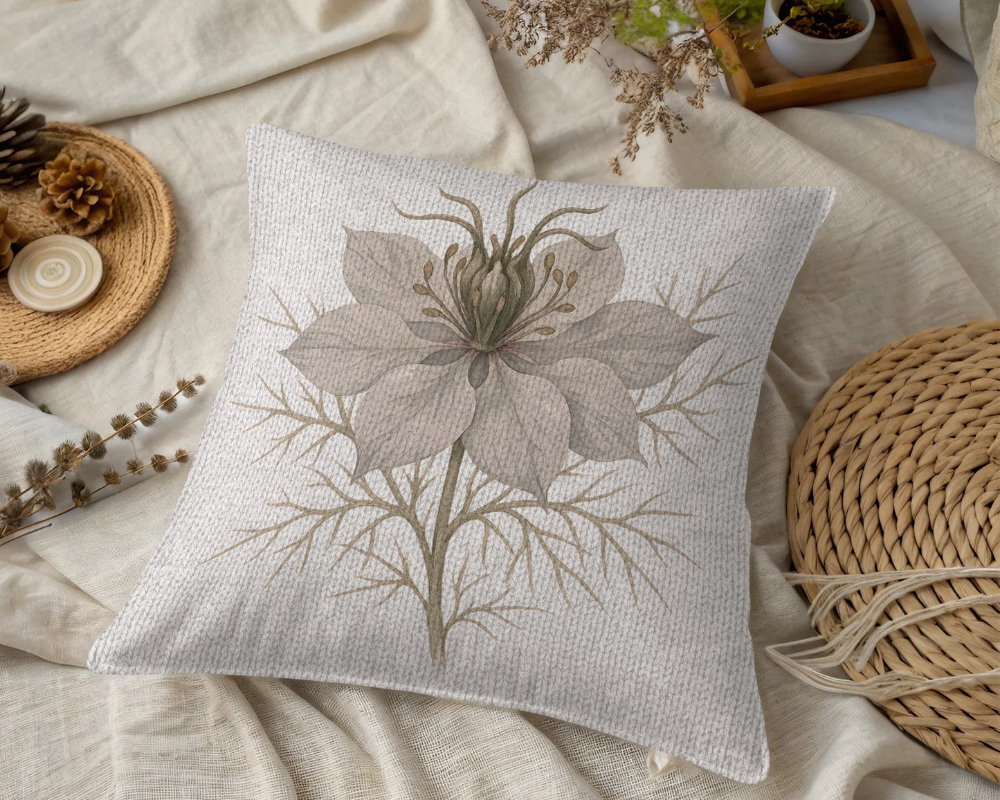 Elegant Floral Botanical Design Throw Pillow product